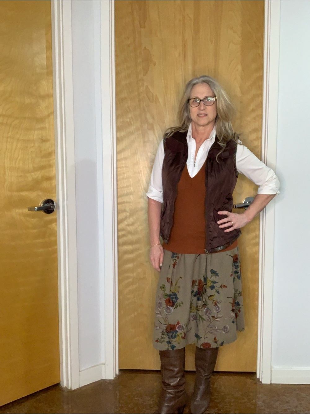 Cabi Floral A-Line Midi Skirt and coordinating vest Set